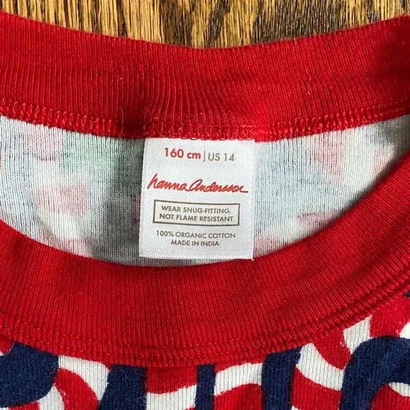 Hanna Andersson Red and Blue Candy Cane Pajama Set, size 14. Excellent condition - Picture 3 of 11
